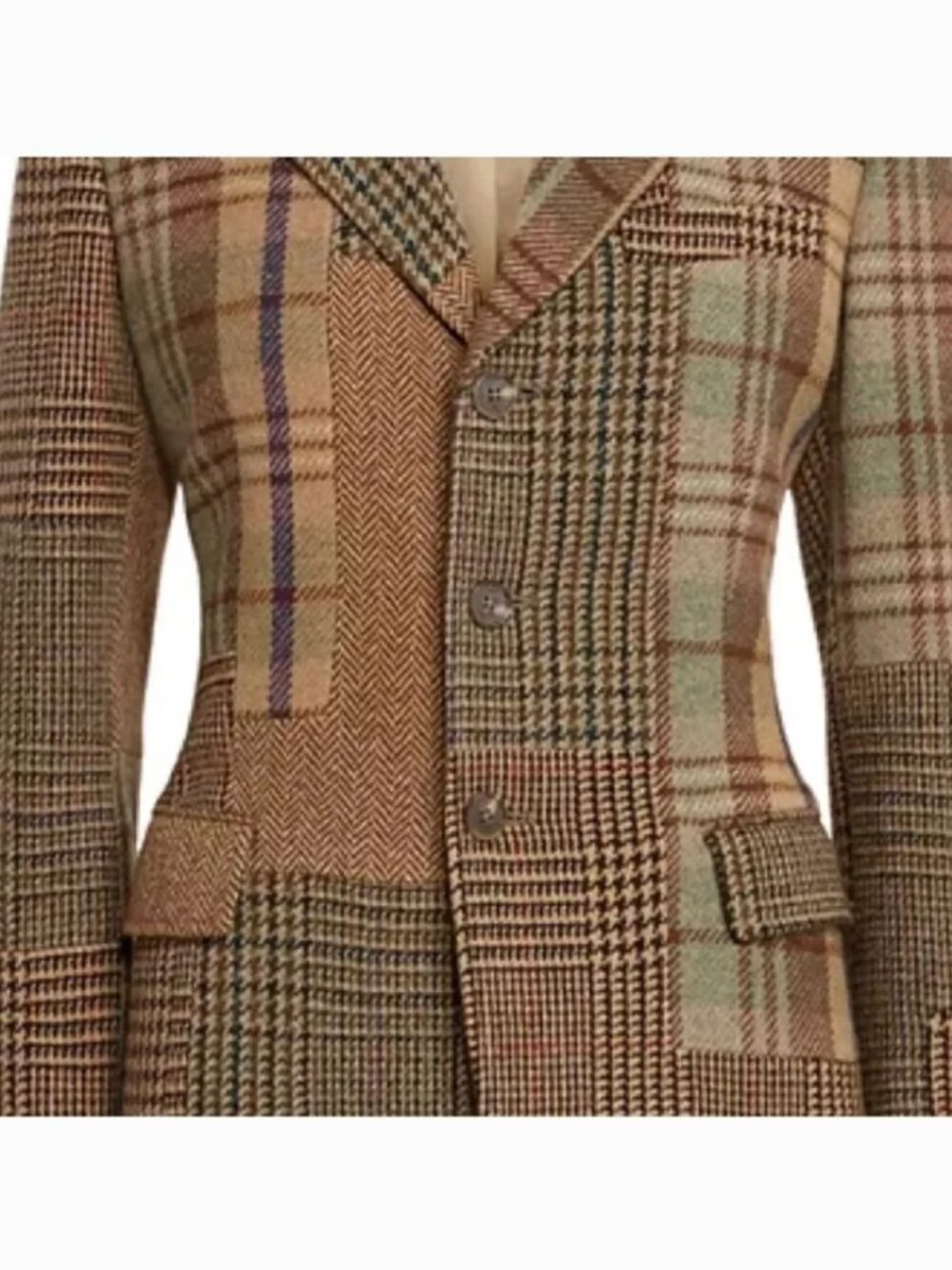 Polo Ralph Lauren Italian Wool Blend Patchwork Plaid Blazer 4 - Picture 8 of 9